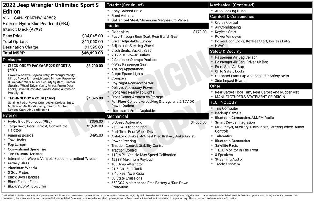 2022 Jeep Wrangler Unlimited Sport S