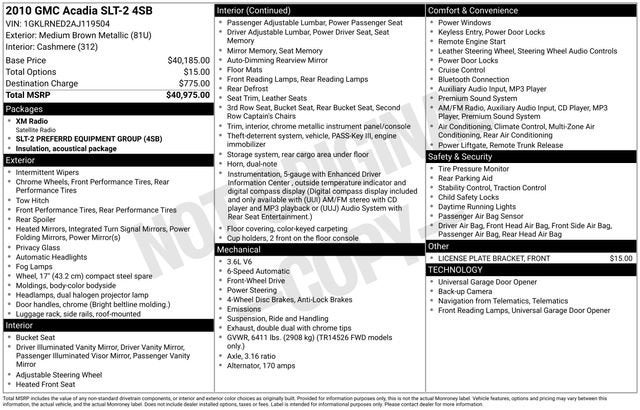 2010 GMC Acadia SLT2