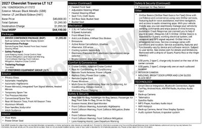 2027 Chevrolet Traverse LT