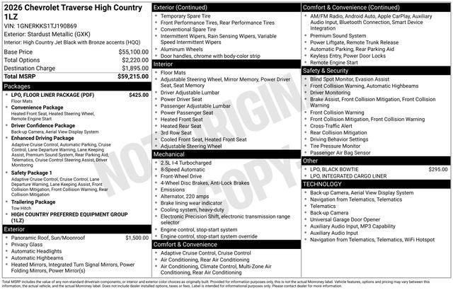 2026 Chevrolet Traverse High Country