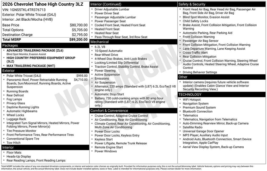 2026 Chevrolet Tahoe High Country