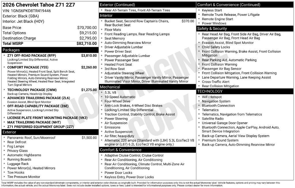 2026 Chevrolet Tahoe Z71