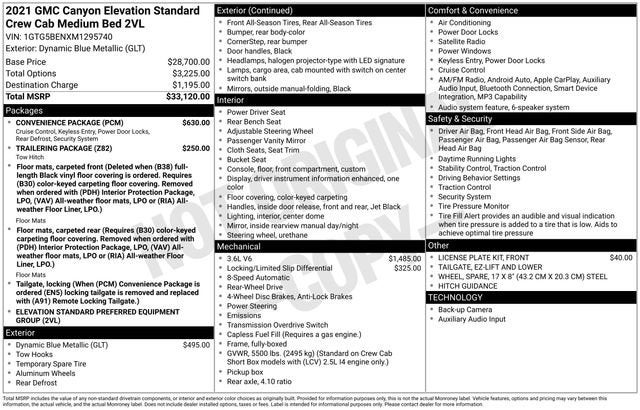2021 GMC Canyon 2WD Elevation Standard