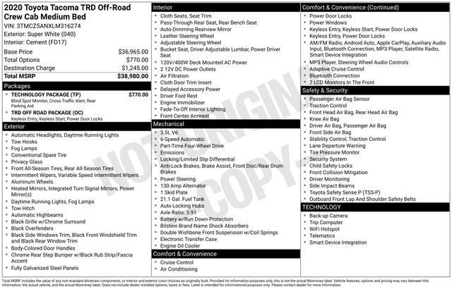 2020 Toyota Tacoma 4WD SR5
