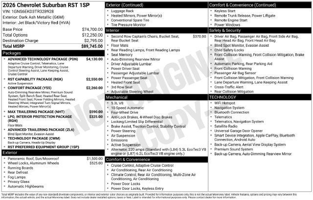 2026 Chevrolet Suburban RST