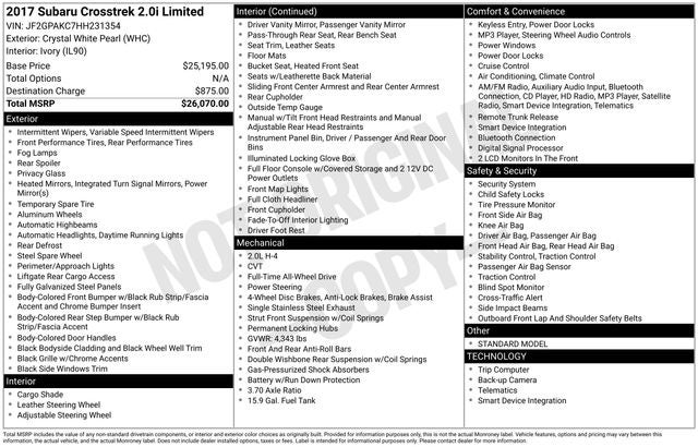 2017 Subaru Crosstrek 2.0i Limited