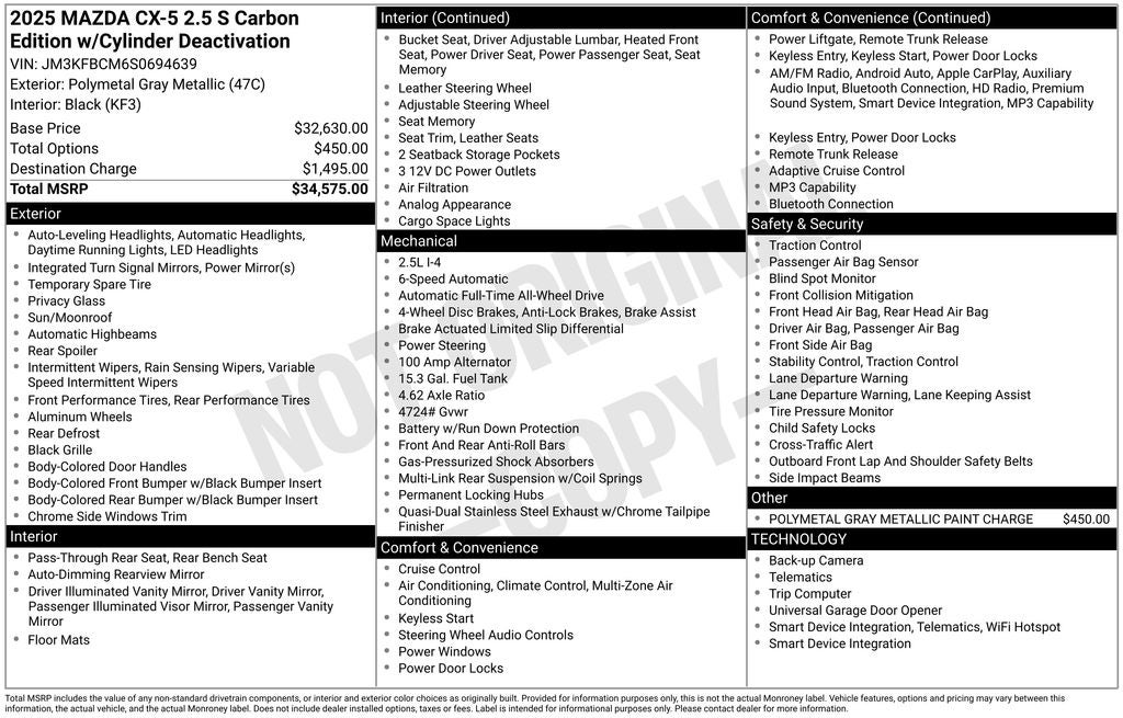 2025 Mazda Mazda CX-5 2.5 S Carbon Edition