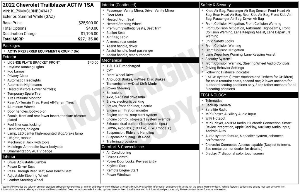 2022 Chevrolet TrailBlazer ACTIV