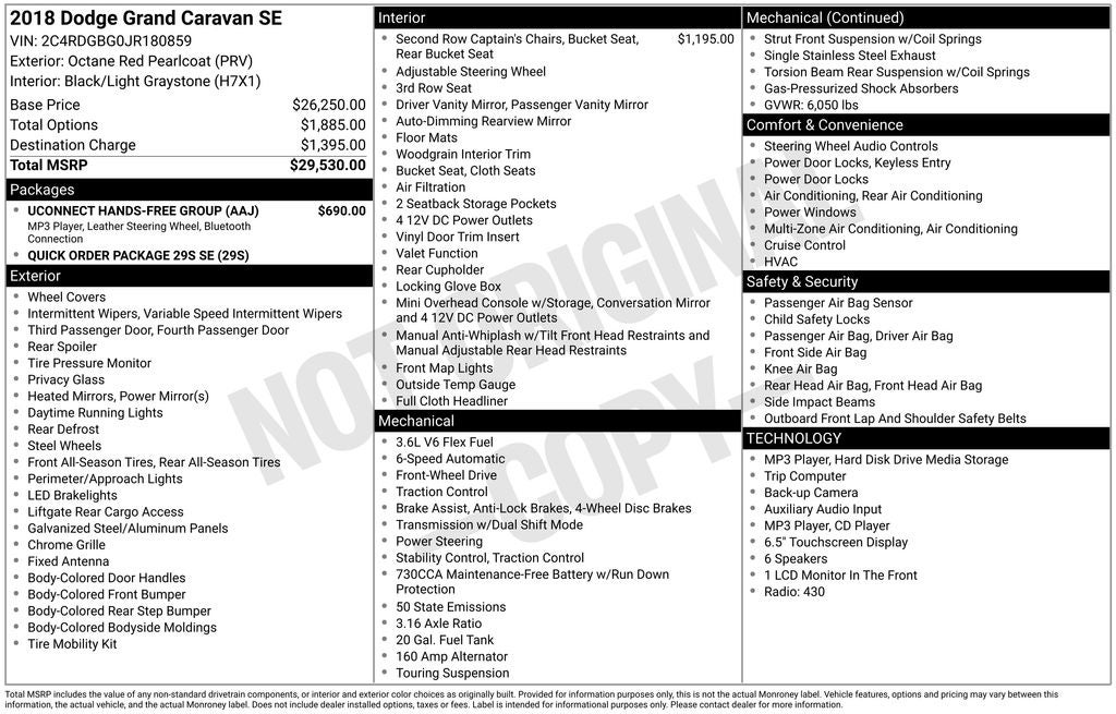 2018 Dodge Grand Caravan SE