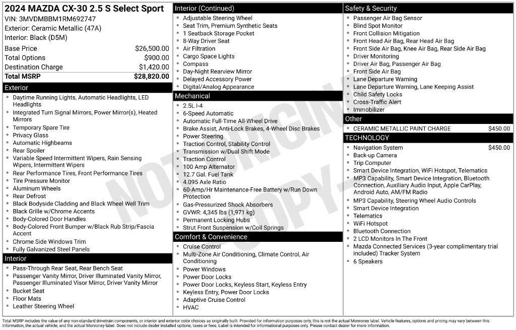 2024 Mazda Mazda CX-30 2.5 S Select Sport