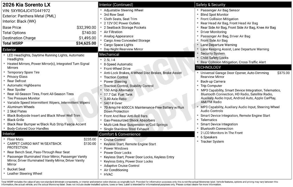 2026 Kia Sorento LX