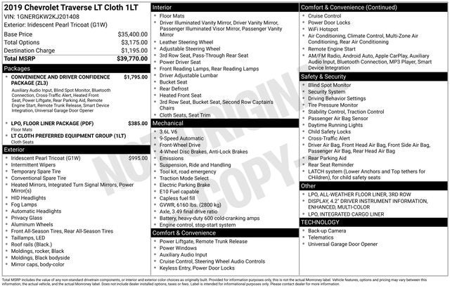 2019 Chevrolet Traverse LT Cloth