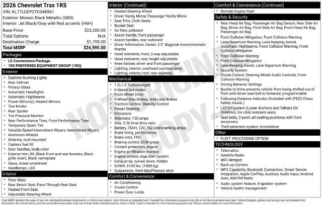 2026 Chevrolet Trax 1RS