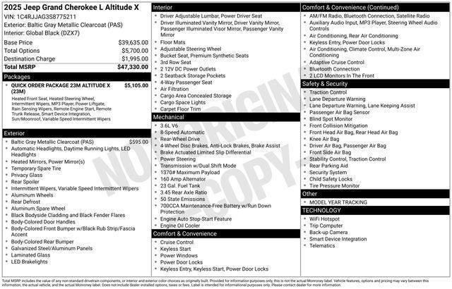 2025 Jeep Grand Cherokee L Altitude X 4x2