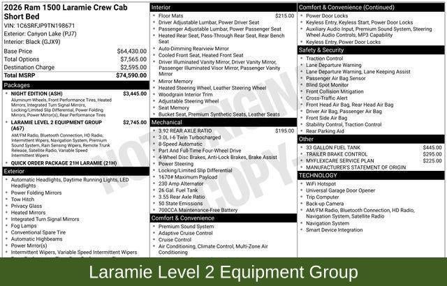 2026 RAM 1500 Laramie Crew Cab 4x4 5'7' Box