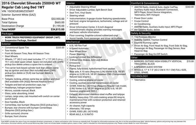 2016 Chevrolet Silverado 2500HD Work Truck