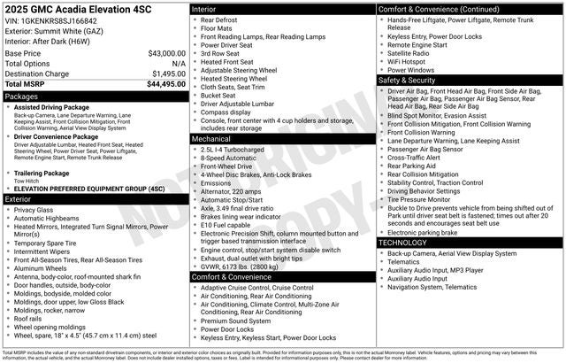 2025 GMC Acadia Elevation