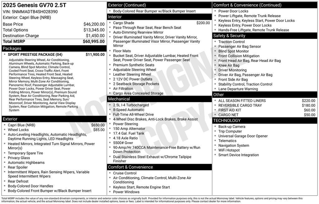 2025 Genesis GV70 2.5T Sport Prestige