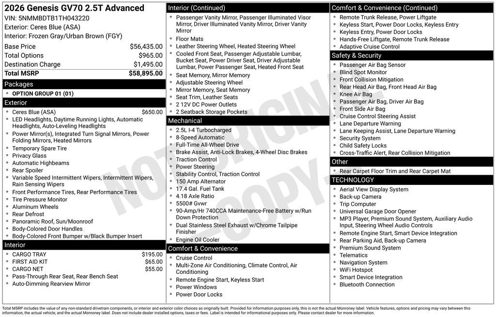 2026 Genesis GV70 2.5T Advanced