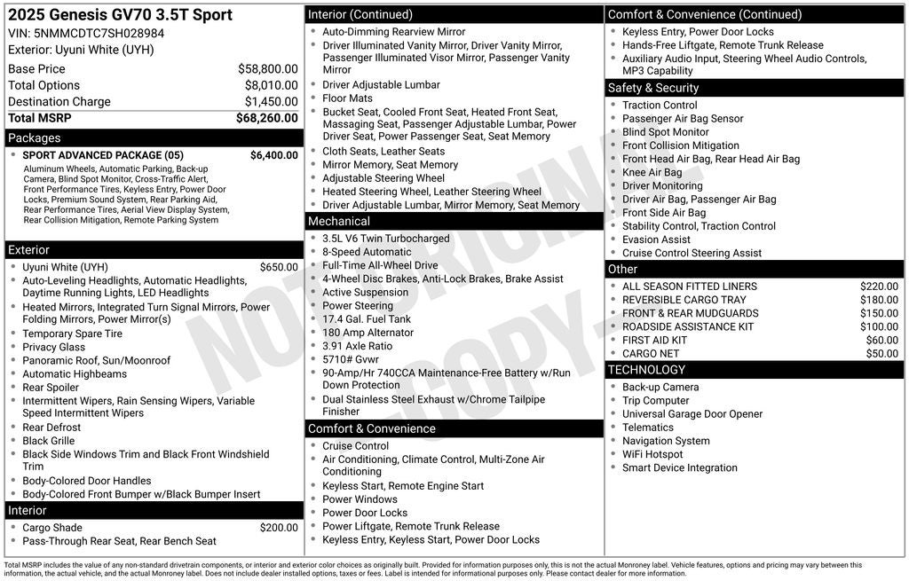 2025 Genesis GV70 3.5T Sport