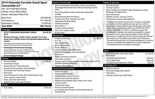 2019 Chevrolet Corvette Grand Sport 2LT