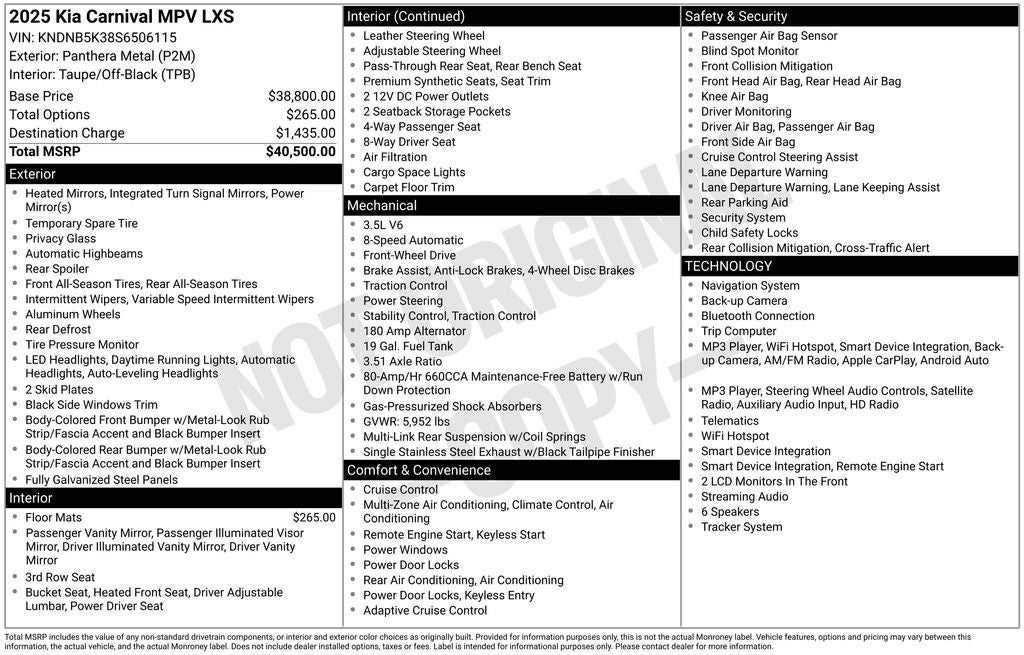 2025 Kia Carnival LXS
