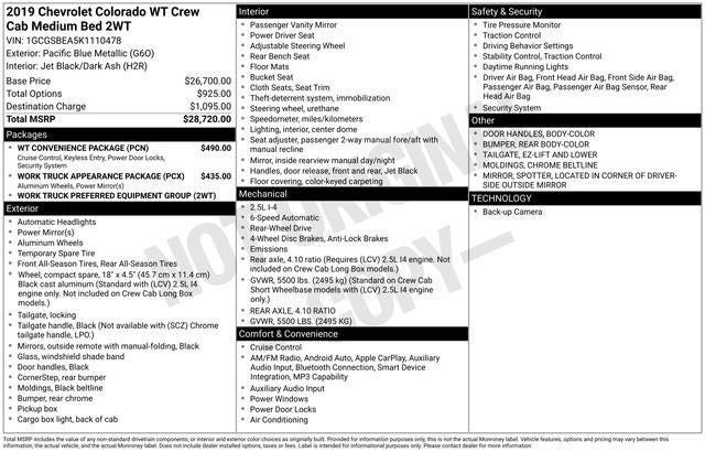 2019 Chevrolet Colorado Work Truck