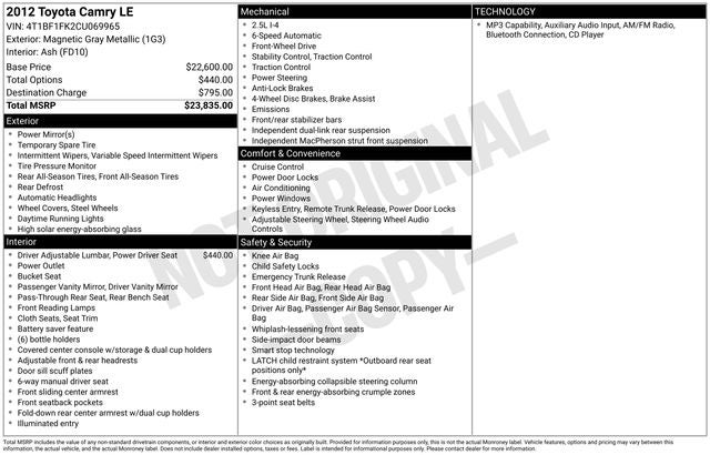 2012 Toyota Camry Base