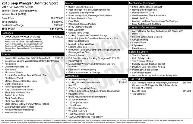 2015 Jeep Wrangler Unlimited Sport