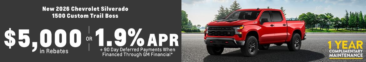 New 2026 Chevrolet Silverado 1500 Custom Trail Boss